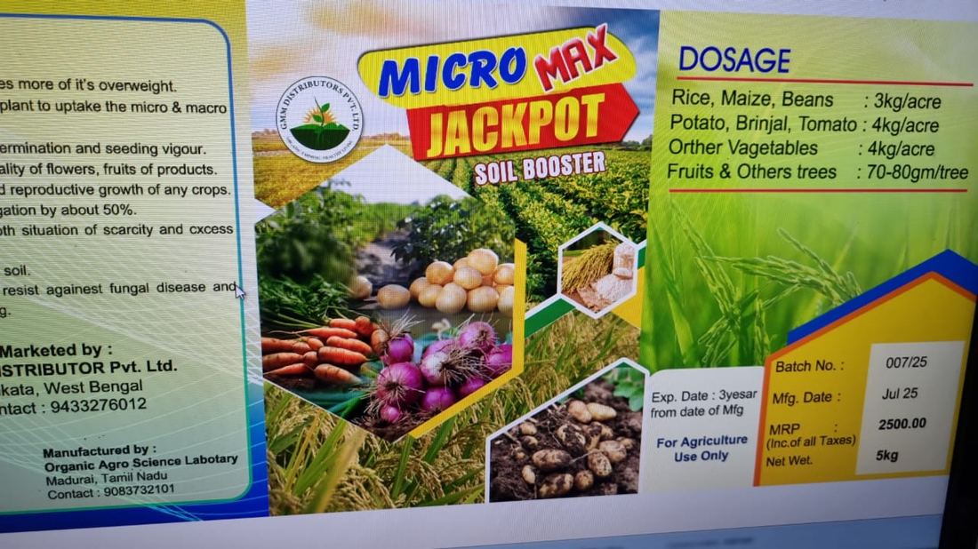 Micro Max Jackpot Soil Booster 5kg pack with crop dosage chart by GMM Distributors